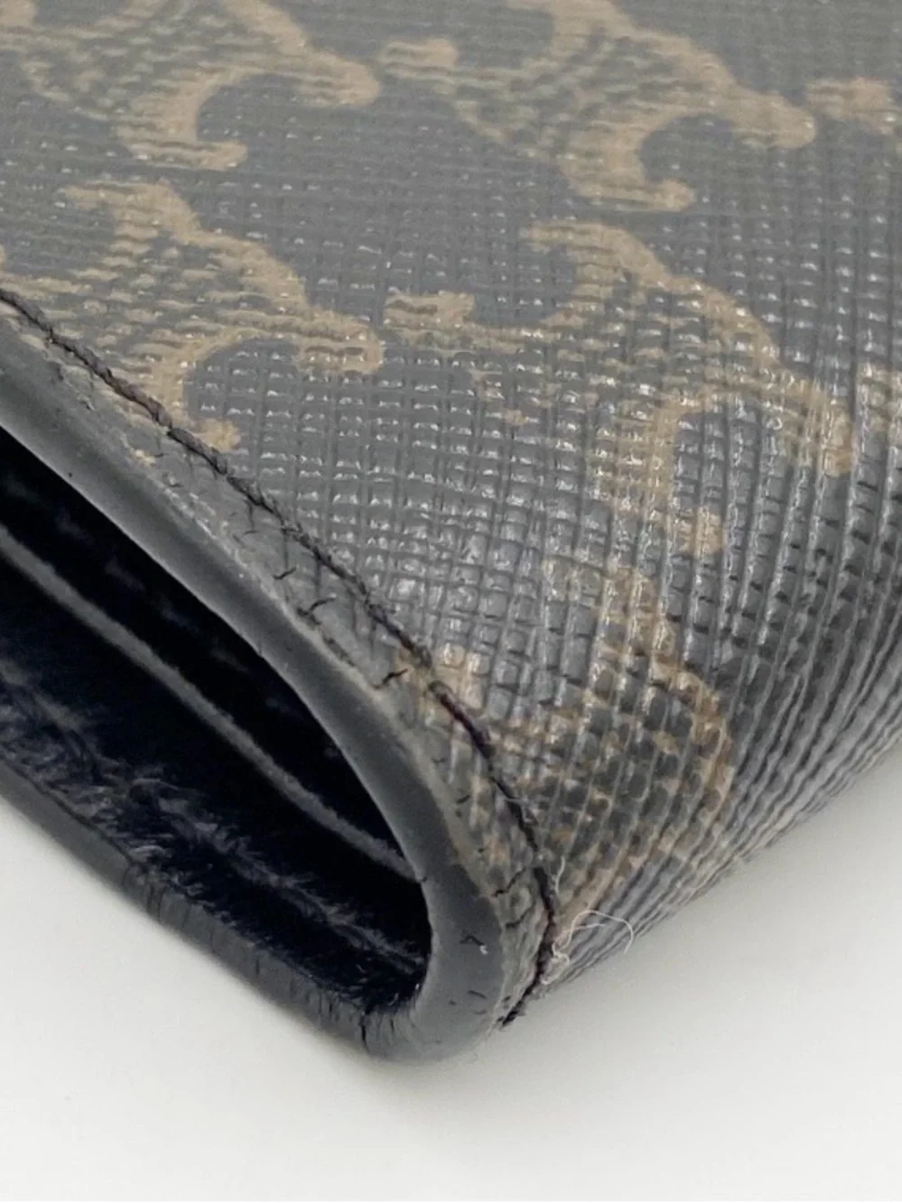 Celine Brown and Black Triomphe Canvas Card Holder with Gold Logo